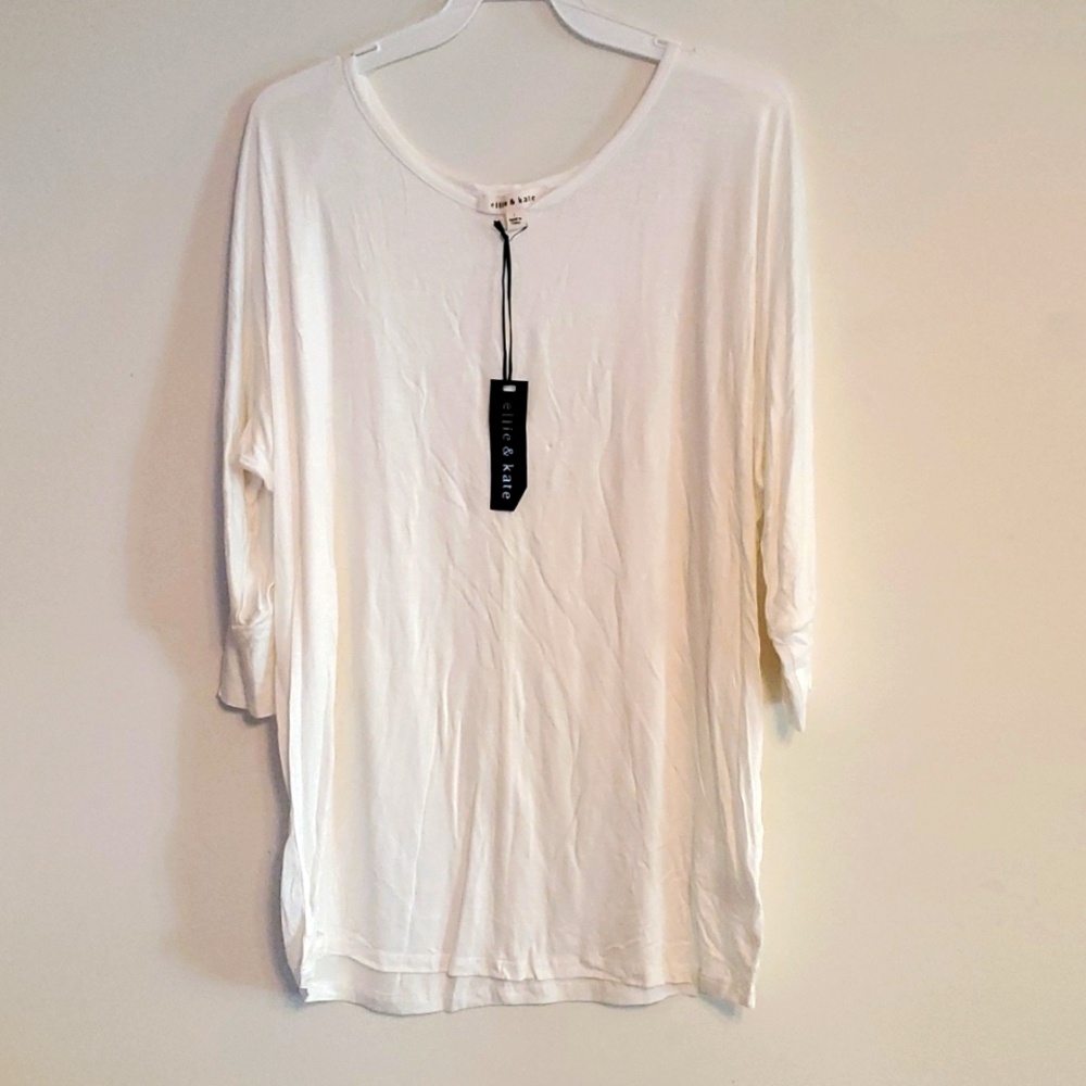 Ellie & Kate White 3/4 sleeve Top